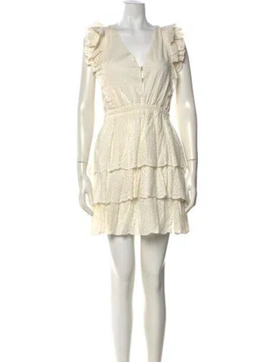 Pre-owned Love The Label Lace Pattern Mini Dress In Neutral