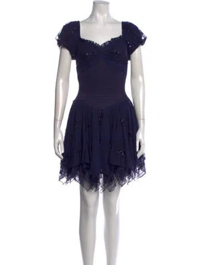 Pre-owned Love The Label Lace Pattern Mini Dress W/ Tags In Blue