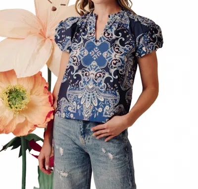 Love The Label Lia Top In Navy In Blue