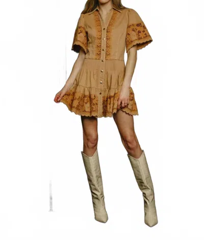 Love The Label Lianne Mini Denim Dress In Biscuit In Multi