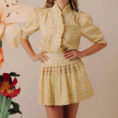 Love The Label Liberty Fabric Linnia Mini Skirt In Mrs Stoneley Yellow