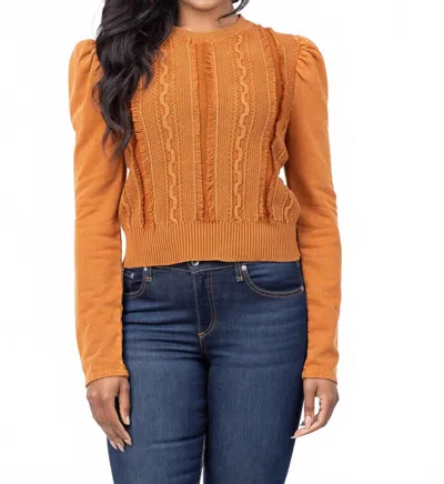 Love The Label Liv Knit Pullover Sweater In Caramel In Orange