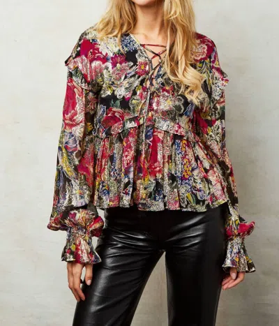 Love The Label Lizzie Top In Cady Floral Print In Multi
