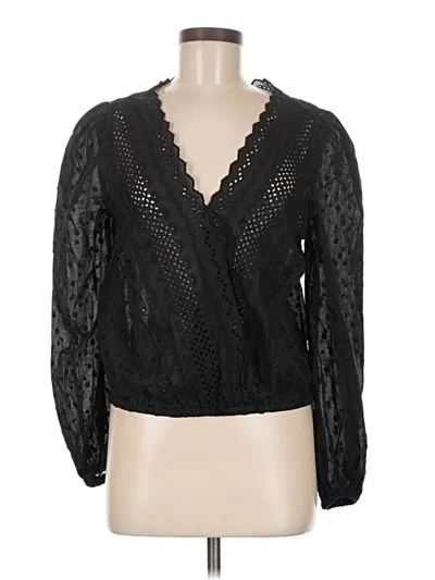 Pre-owned Love The Label Long Sleeve Blouse In Black