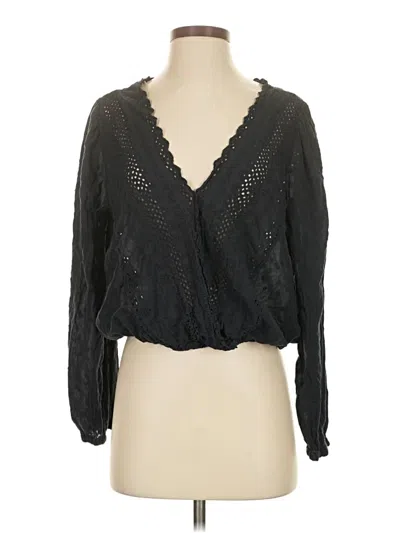 Pre-owned Love The Label Long Sleeve Blouse In Black