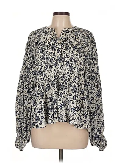 Pre-owned Love The Label Long Sleeve Blouse In Blue