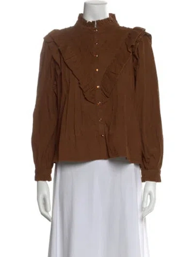 Pre-owned Love The Label Long Sleeve Blouse In Brown