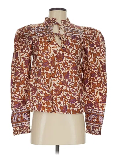 Pre-owned Love The Label Long Sleeve Blouse In Burgundy