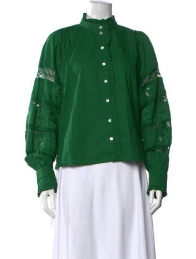 Pre-owned Love The Label Long Sleeve Blouse In Green