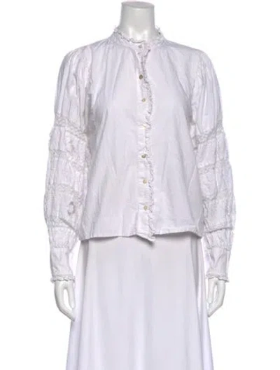 Pre-owned Love The Label Long Sleeve Blouse In White