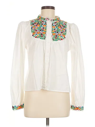 Pre-owned Love The Label Long Sleeve Blouse In White