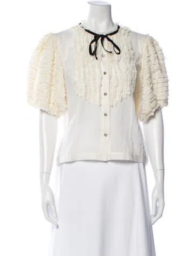 Pre-owned Love The Label Long Sleeve Blouse In White