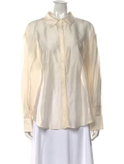 Pre-owned Love The Label Long Sleeve Button-up Top In Neutral