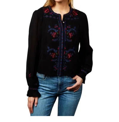 Love The Label Luanne Embroidered Top In Black