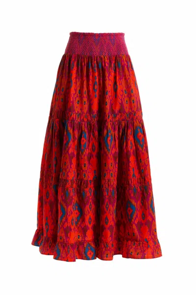 Love The Label Luelle Skirt In Esther Magenta Print In Red