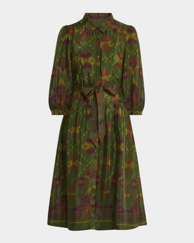 Love The Label Lulu Ikat Belted Shirtdress In Multi