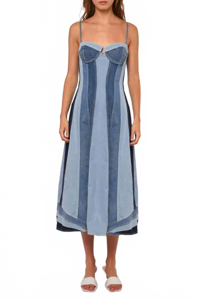 Love The Label Mackenzie Paneled Denim Dress In Blue