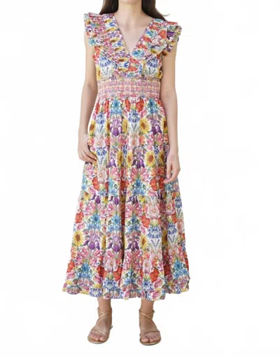 Love The Label Maribel Midi Dress In Floral Muse In Multi