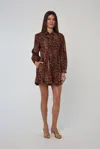Love The Label Marta Long Sleeve Mini Dress In Brown