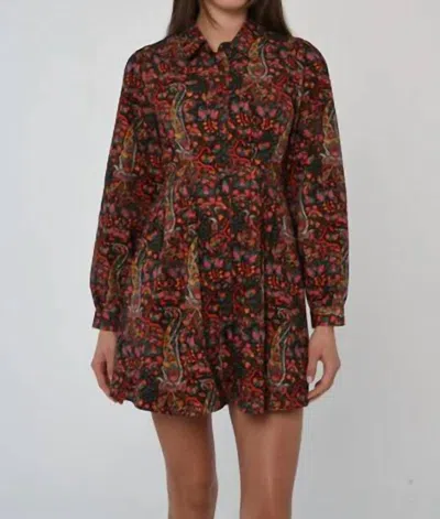 Love The Label Marta Long Sleeve Mini Dress In Harlequin In Brown