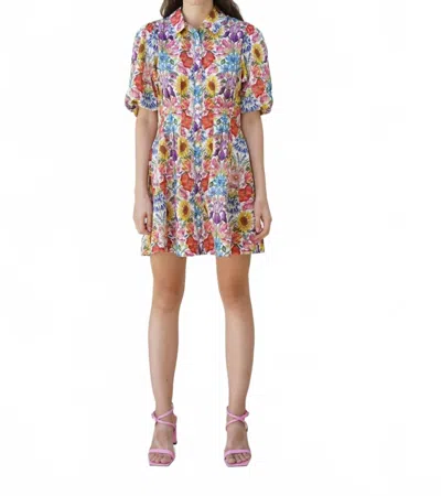 Love The Label Marta Mini Dress In Floral Muse Print In Multi