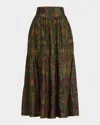 Love The Label Maura Ikat Maxi Skirt In La Dame Vert Olive
