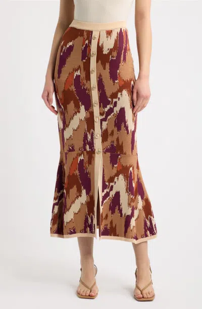 Love The Label Mel Knit Midi Skirt In Brown
