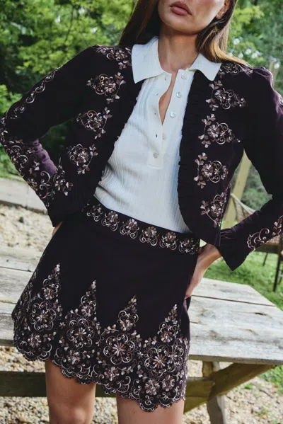 Love The Label Melanie Mini Skirt In Fraser Castle Embroidery