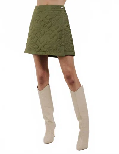 Love The Label Melanie Quilted Mini Skirt In Olive In Green