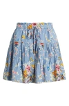 Love The Label Melle Floral Pleated Drawstring Waist Miniskirt