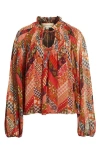 Love The Label Meredith Smocked Top In Red