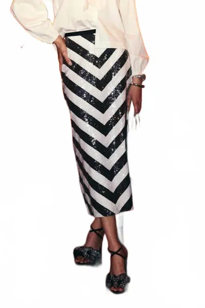 Love The Label Mira Holiday Skirt In Black And White In Multi