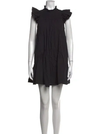 Pre-owned Love The Label Mock Neck Mini Dress In Black