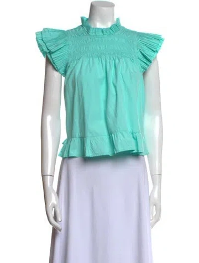 Pre-owned Love The Label Mock Neck Short Sleeve Crop Top In Multi