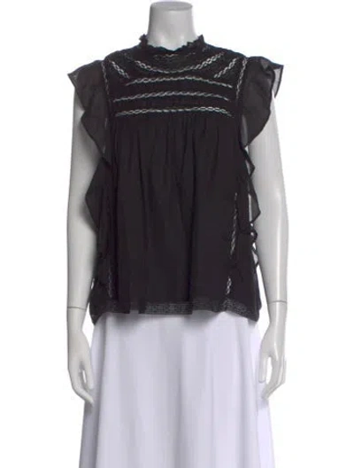 Pre-owned Love The Label Mock Neck Sleeveless Top In Black
