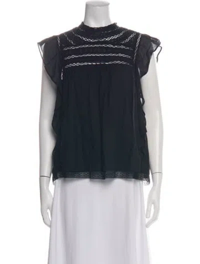Pre-owned Love The Label Mock Neck Sleeveless Top In Black