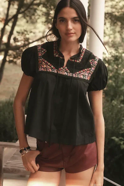 Love The Label Molly Short-sleeve Blouse In Black