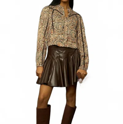 Love The Label Neutral Paisley Top In Beige In Brown