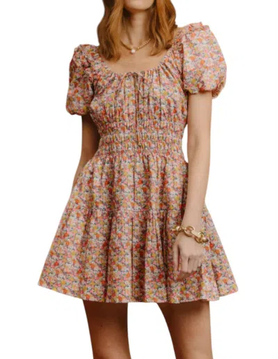 Love The Label Nicola Floral Pattern Mini Dress In Libby Print In Multi