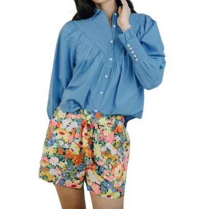 Love The Label Noemie Blouse In Marina In Blue