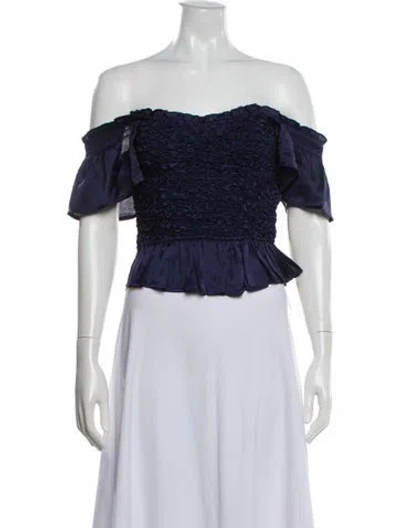 Pre-owned Love The Label Off-the-shoulder Short Sleeve Crop Top In White