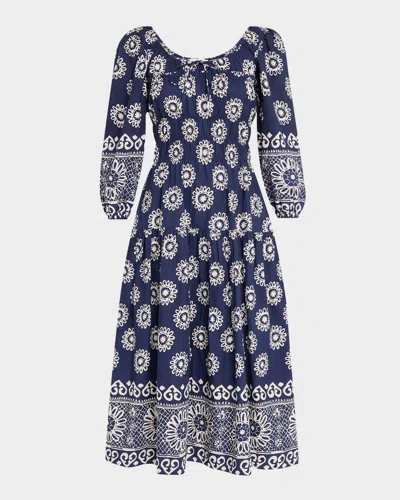 Love The Label Orla Scoop-neck Midi Dress In Tenille Print