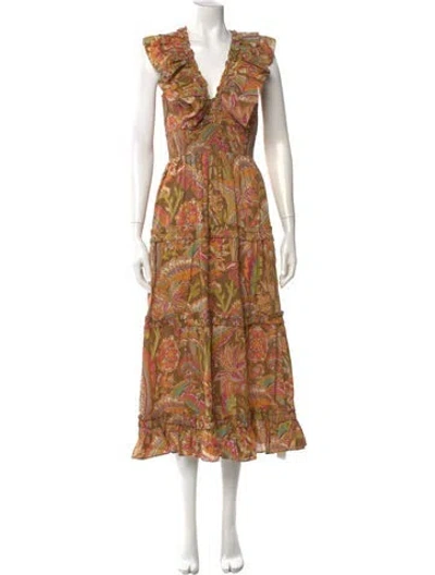 Pre-owned Love The Label Paisley Print Long Dress In Neutral