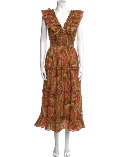 Pre-owned Love The Label Paisley Print Long Dress In Yellow