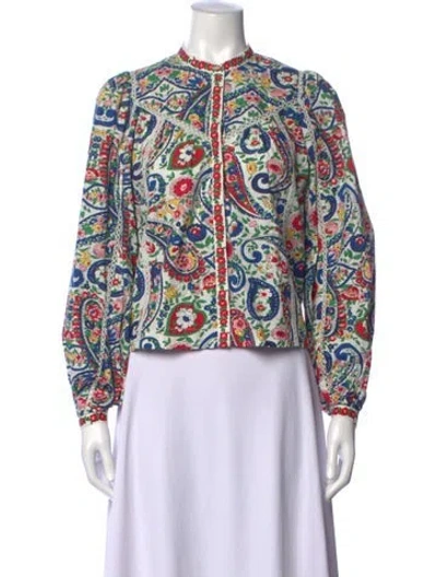 Pre-owned Love The Label Paisley Print Long Sleeve Blouse In Multicolor