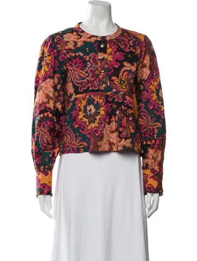 Pre-owned Love The Label Paisley Print Long Sleeve Blouse In Multicolor