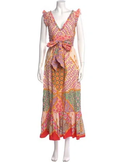 Pre-owned Love The Label Paisley Print Midi Length Dress In White