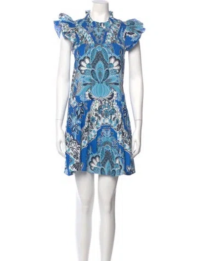 Pre-owned Love The Label Paisley Print Mini Dress In Blue