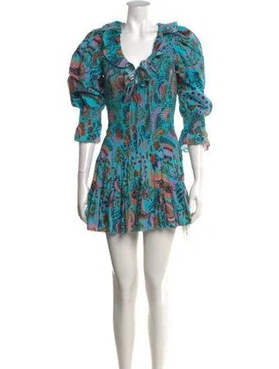 Pre-owned Love The Label Paisley Print Mini Dress In Blue