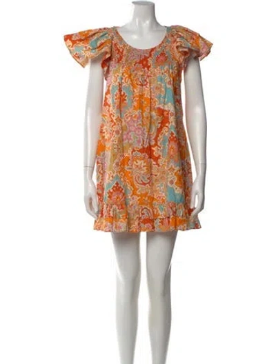 Pre-owned Love The Label Paisley Print Mini Dress In Orange